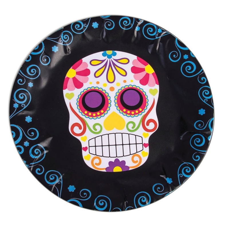 8 Dia De Muertos Party paper plates 23.5cm