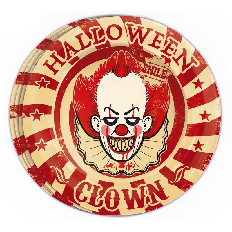 8 killer clown paper plates 23cm