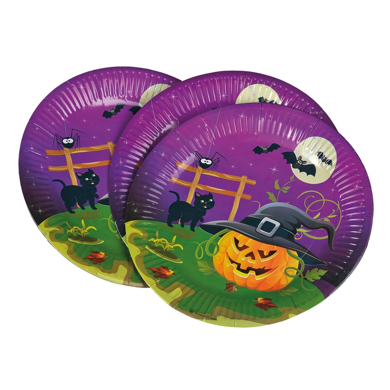 8 scary Halloween paper plates 23cm