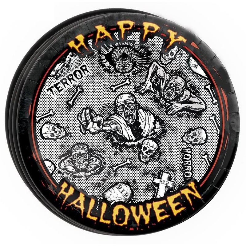 8 zombie cemetery paper plates 23cm