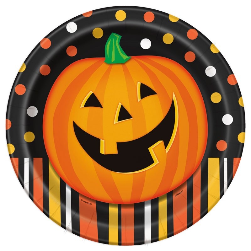 Halloween pumpkin fun paper plate 23cm