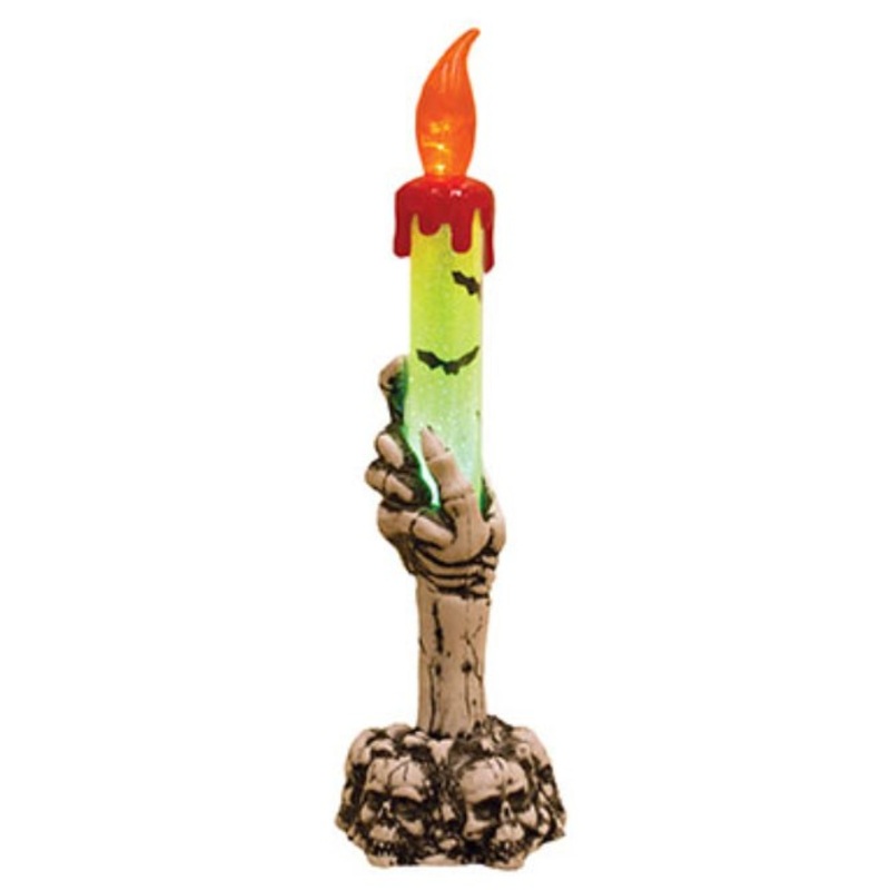 Luminous skeleton arm candlestick 21cm