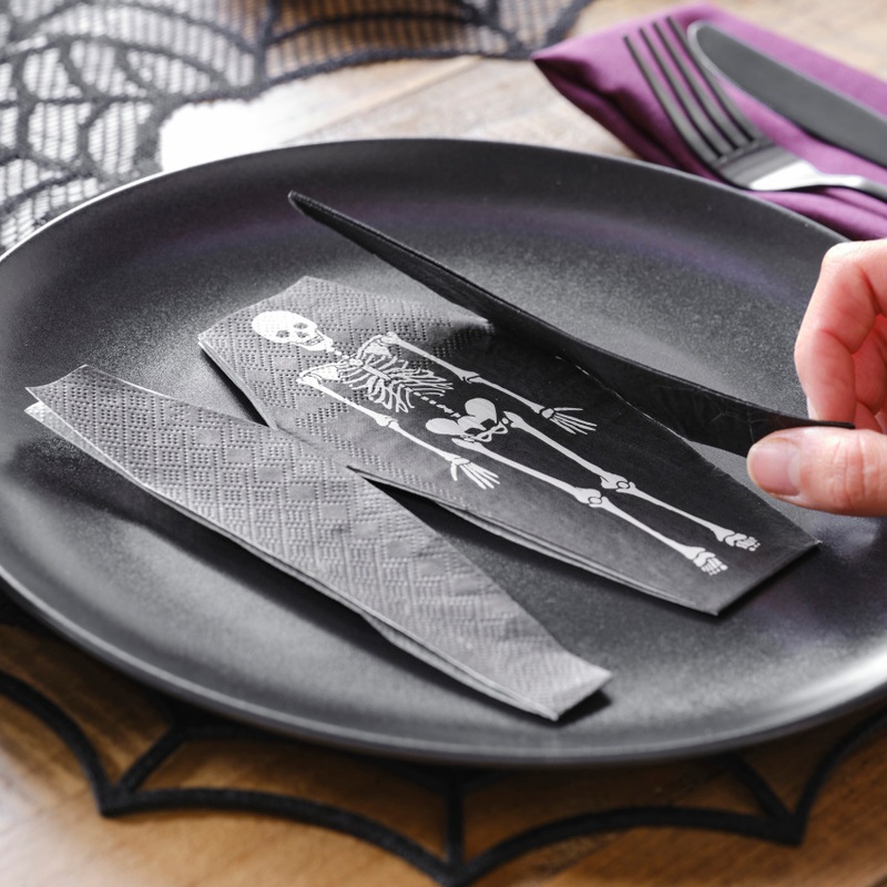 Paper Napkin Fold out Skeleton Coffin