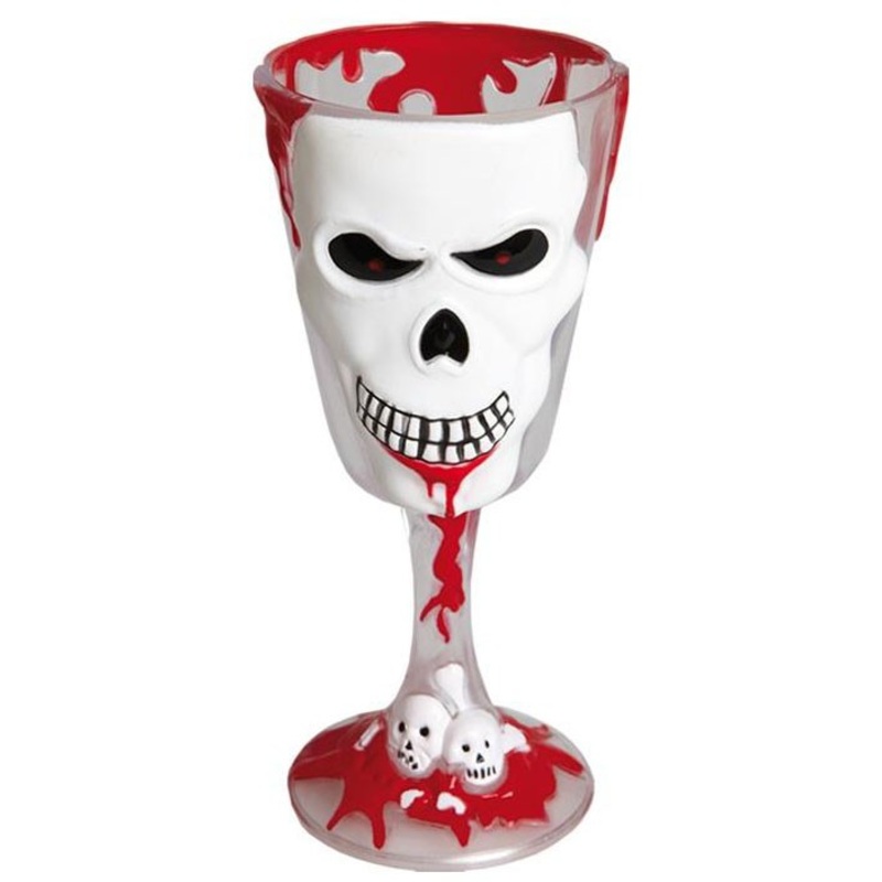 Weinkelch Creepy Skull White-Red 18cm