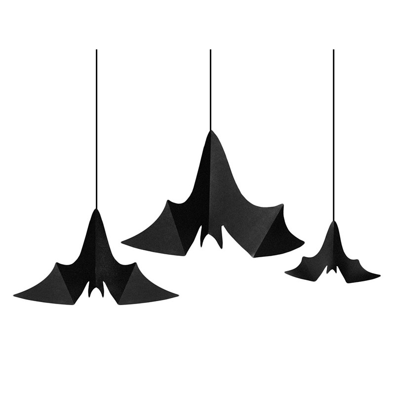 3 Creepy Bat Hanging Decorations