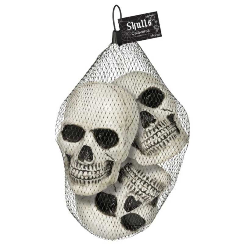3 skull decoration figures 10cm