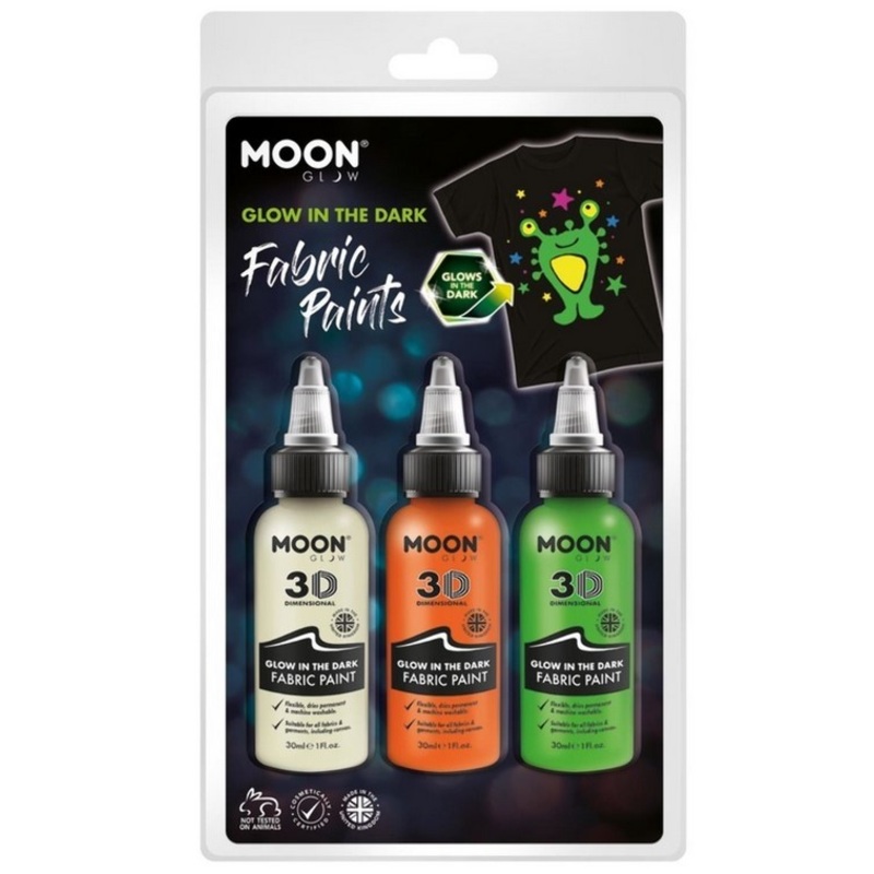 3D fabric paint noctilucent white-orange-green