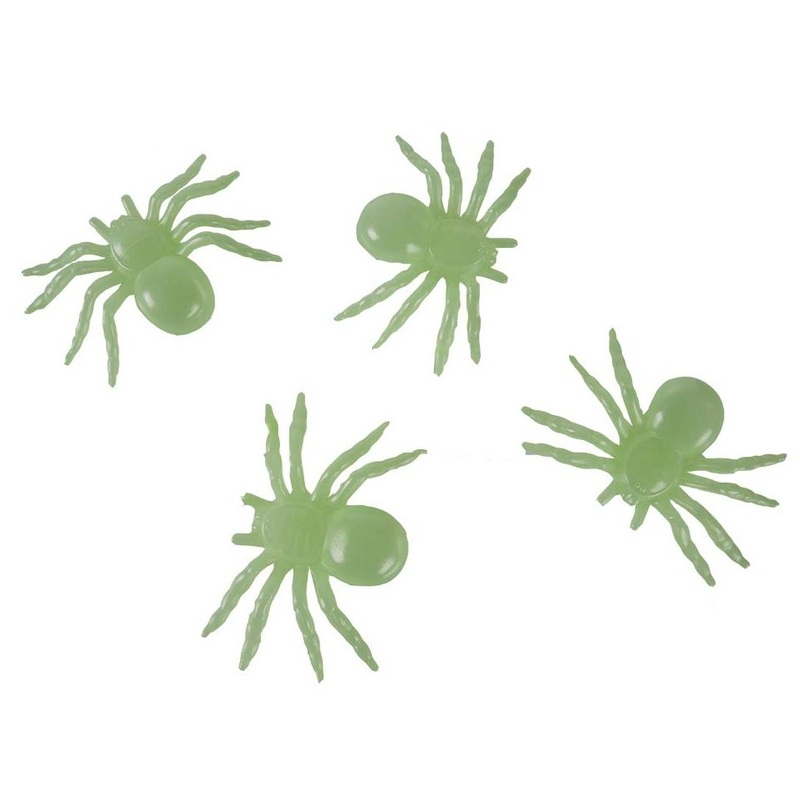 4 fluorescent decorative spiders 6 x 11cm