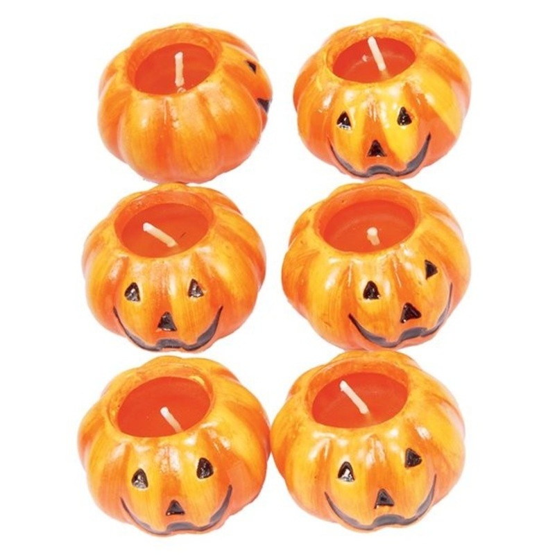 6 ceramic pumpkin candles 4cm