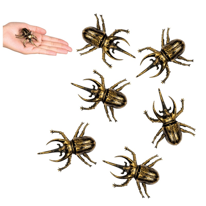6 golden beetles in a used look