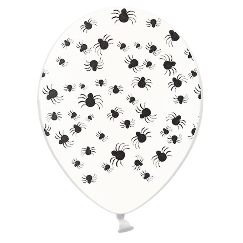 6 spider latex balloons transparent 30cm