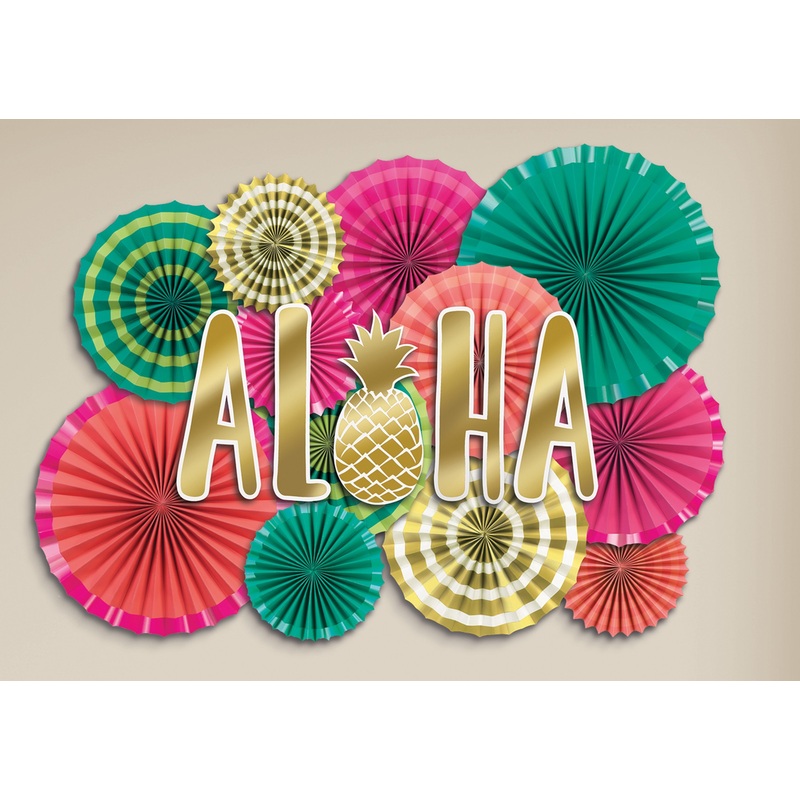 Aloha Island paper rosette set 17 pieces