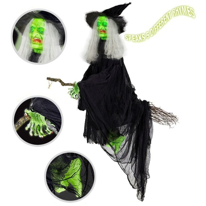 Animated Halloween neon witch 155cm