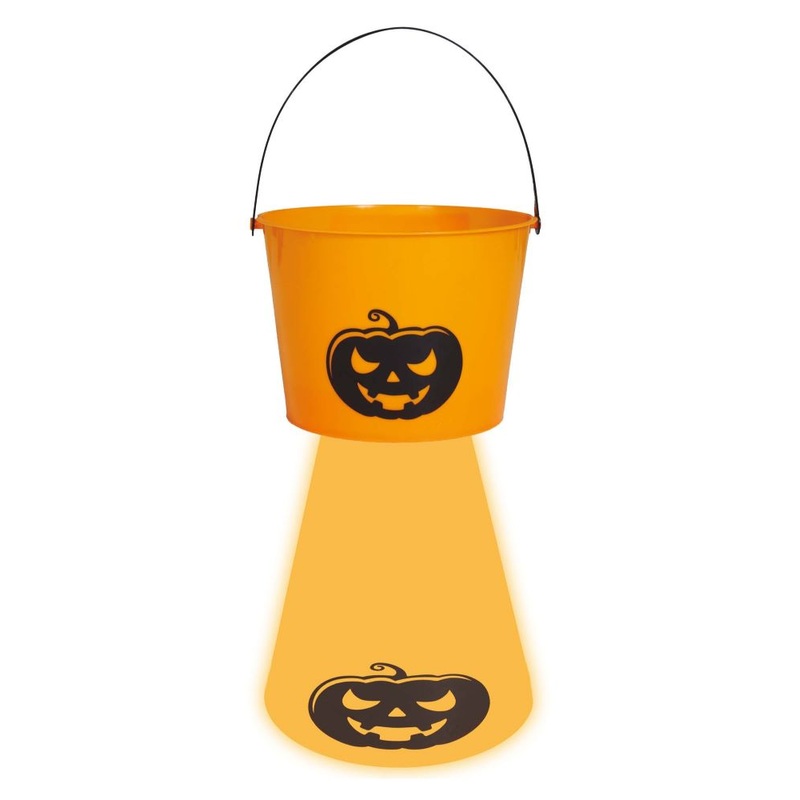 Bucket dark pumpkin with light 20cm