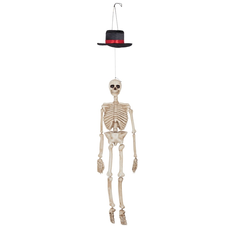 Glow effect skeleton with hat hanging decoration