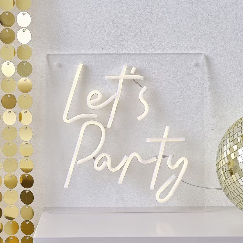 LED lettering Lets Party warm white
