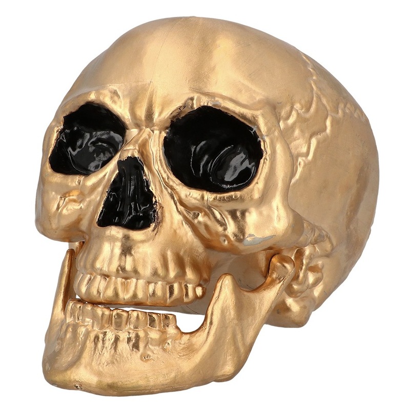 Movable Halloween skull gold 24cm
