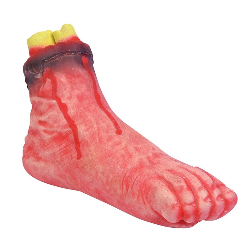 Severed bloody decorative foot