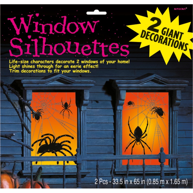 XXL spider web Halloween window silhouettes 2 pieces