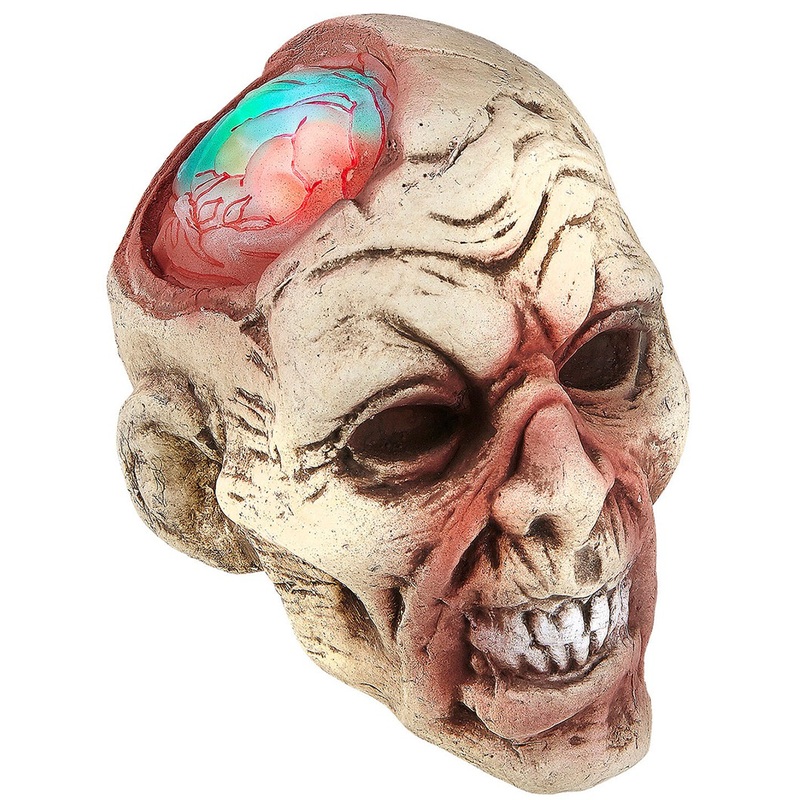 Zombie head with luminous brain 22cm