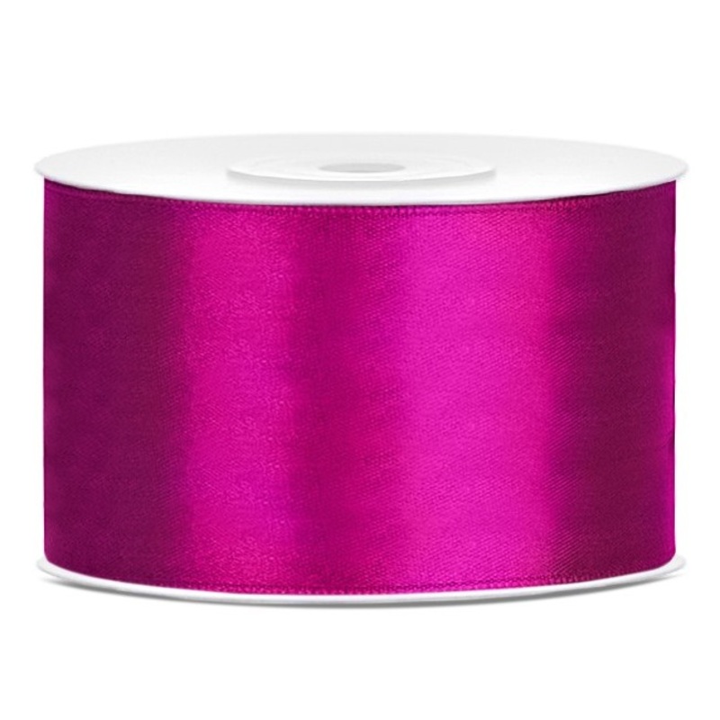 25m satin ribbon in fuchsia