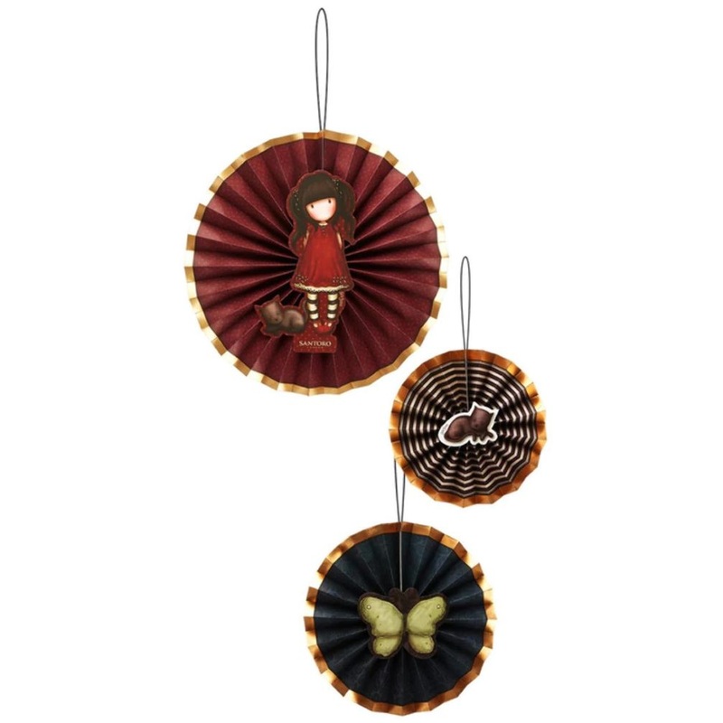 3 Santoro Gorjuss Ruby paper rosettes