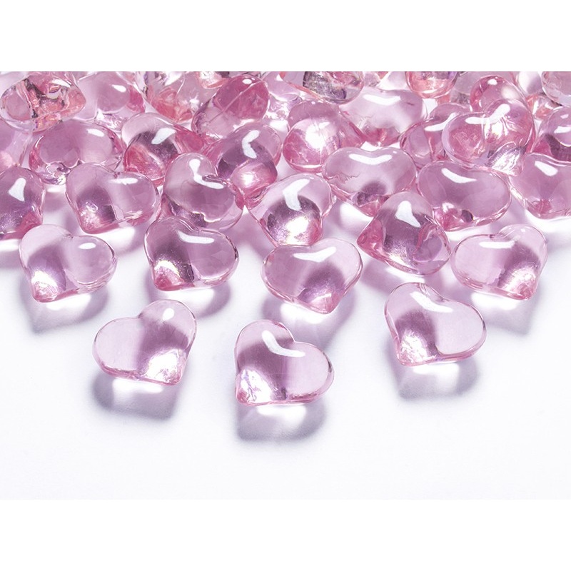 30 crystal scattered hearts pink