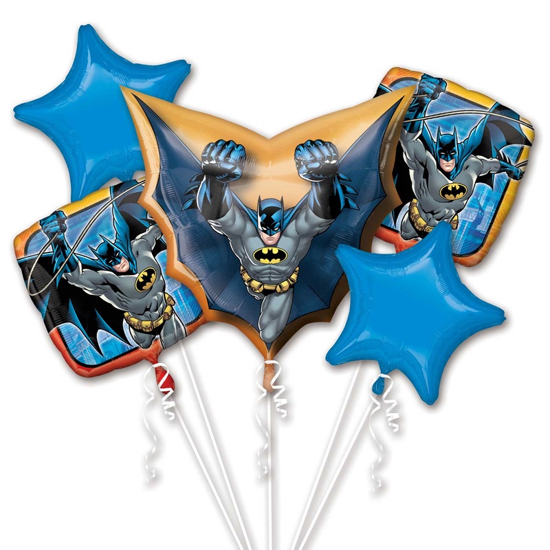 5 Batman foil balloons