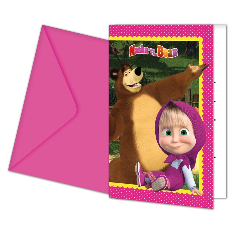 6 Masha & The Bear Eternal Friendship Invitation Cards