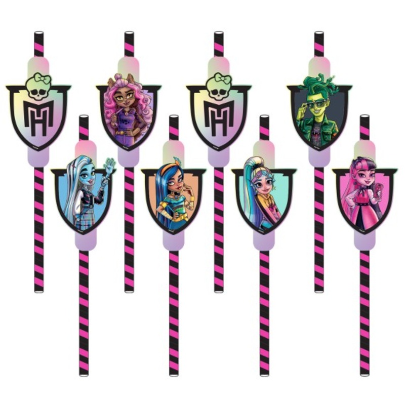 8 drinking straws Monster High 20cm