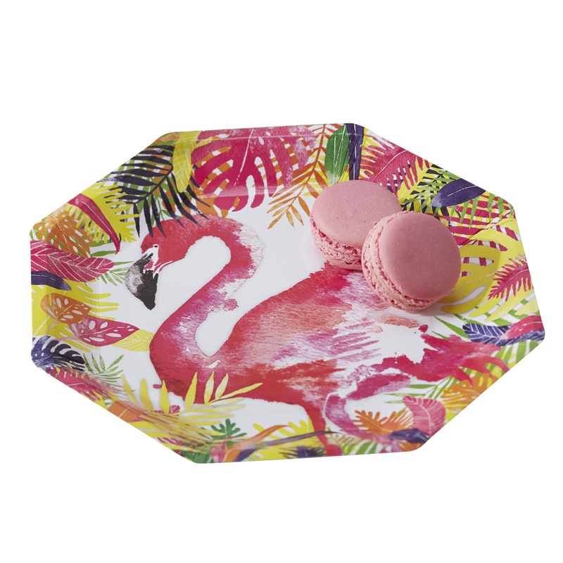 8 Flamingo Beach paper plates 23cm