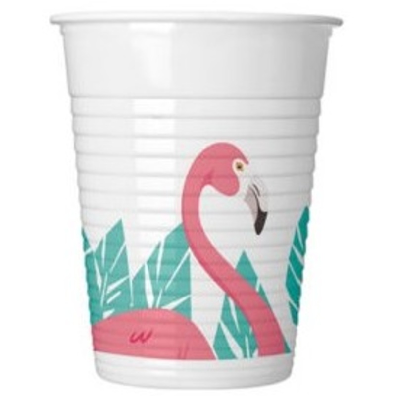 8 Flamingo Flamenco plastic cups 200ml