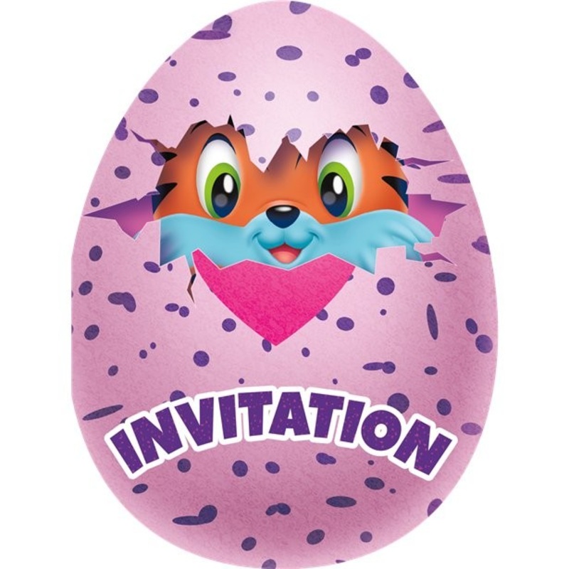 8 hatchimals invitation cards pink 13 x 10cm