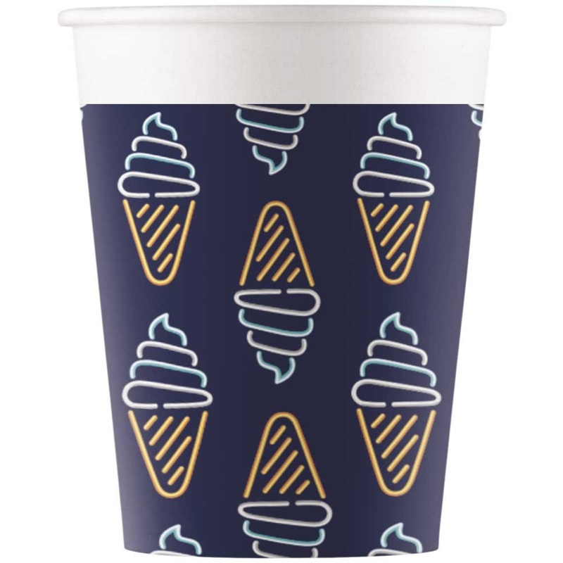 8 neon party paper cups 200ml