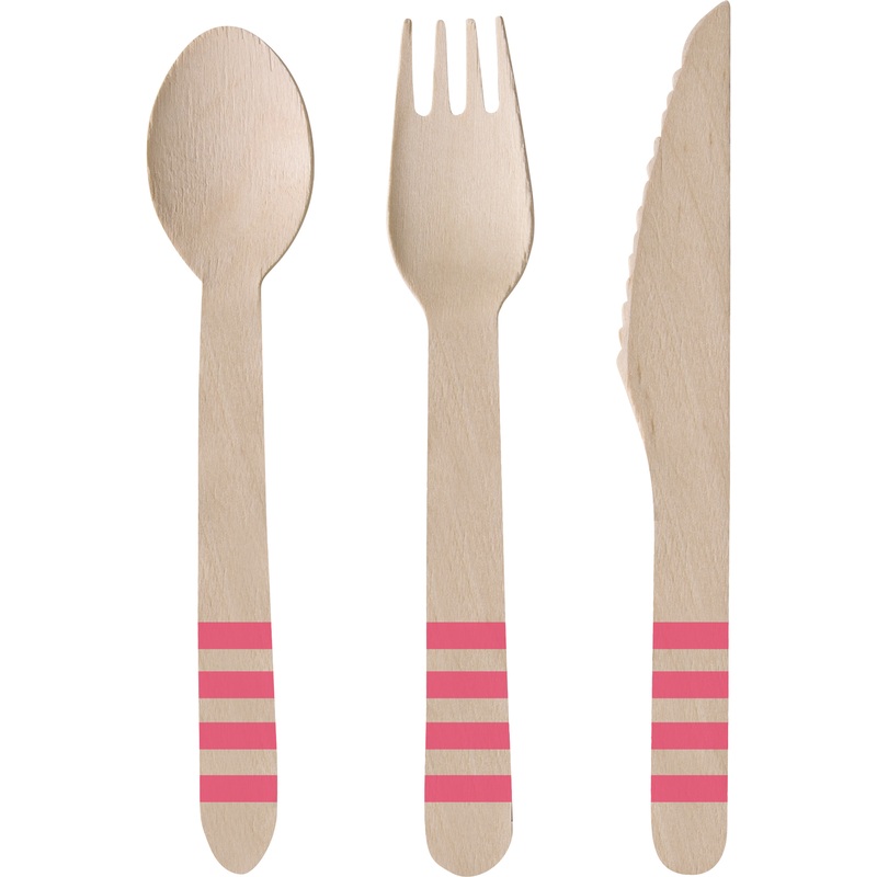 Flamingo Paradise wooden cutlery 24 pieces