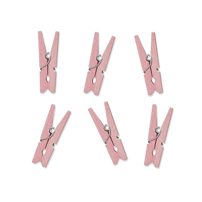Mini wooden pegs pink 10 pcs