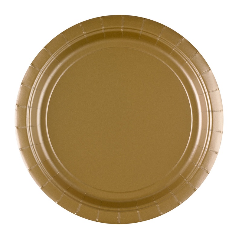 20 Classic paper plates in gold 23cm