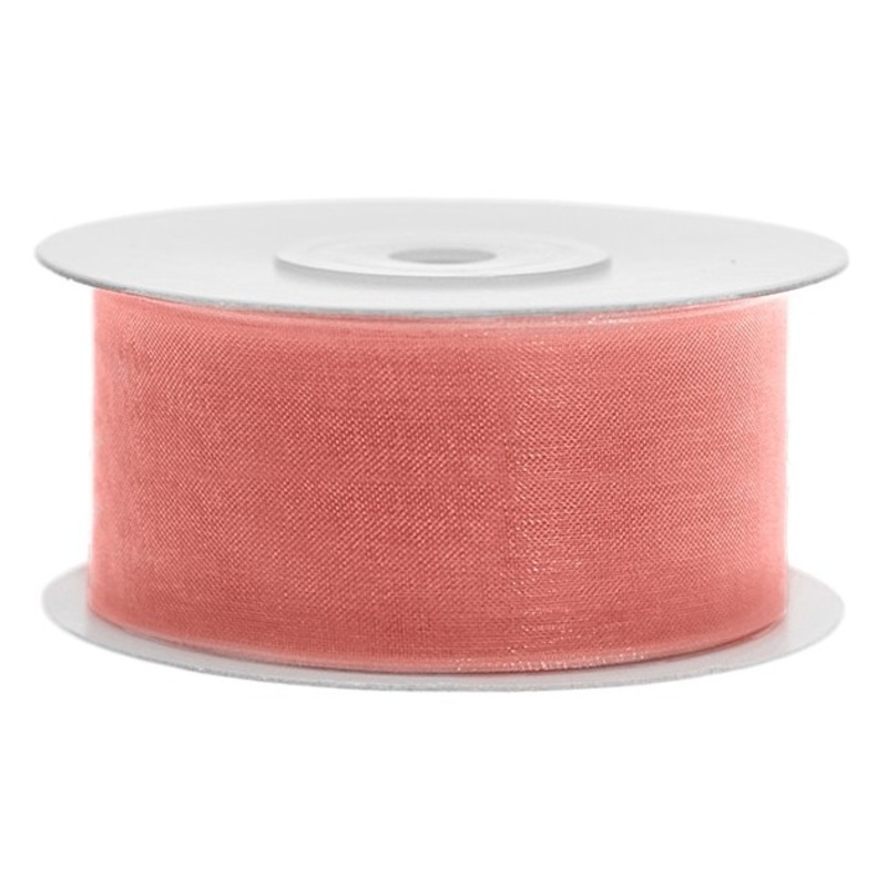25m chiffon ribbon coral