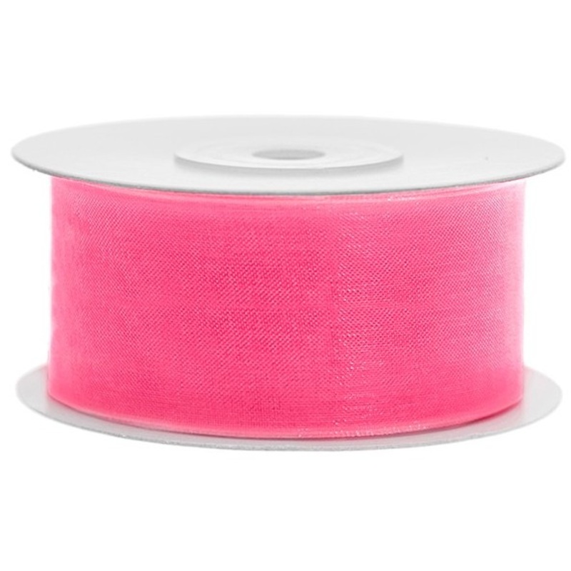 25m chiffon ribbon neon pink