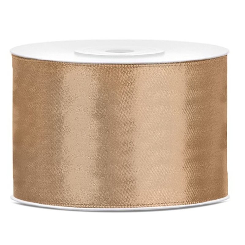 25m satin gift ribbon light gold 5cm wide