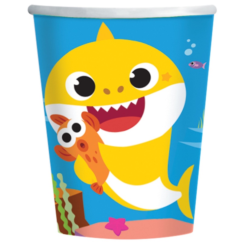 8 Baby Shark Family paper cups 250ml