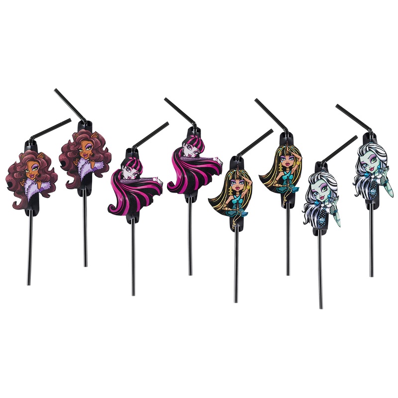 8 Monster High 2 Glamor Divas Straws 24cm
