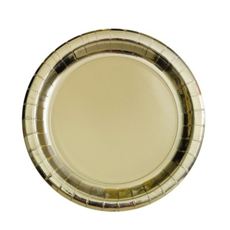 8 paper plates metallic gold 17cm