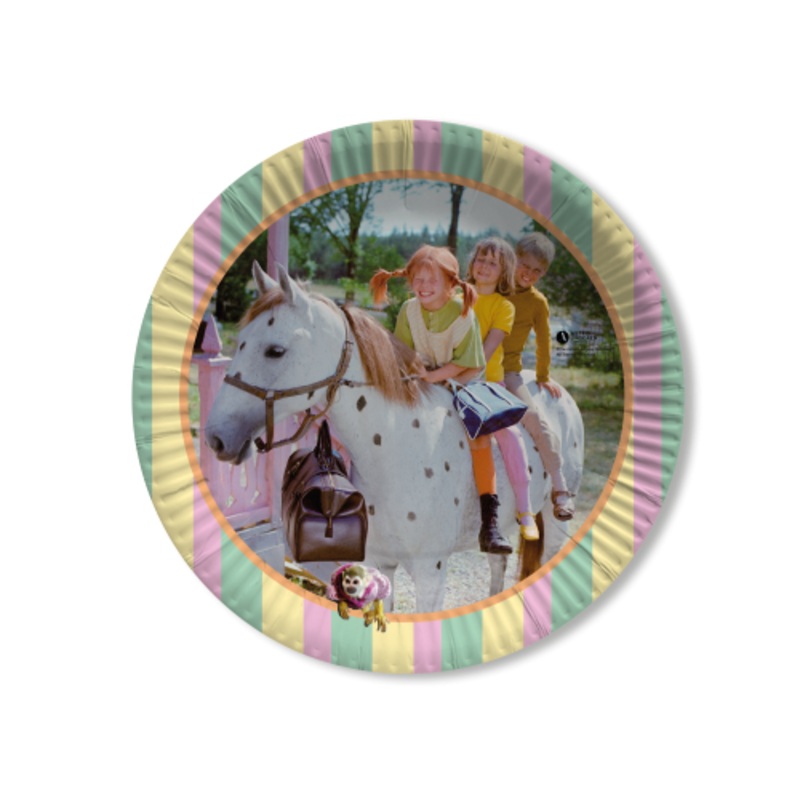 8 Pippi Longstocking paper plates 23cm