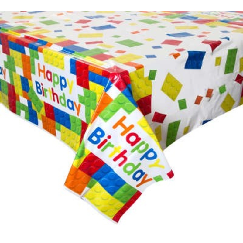 Building block Birthday tablecloth 2.13 x 1.37m