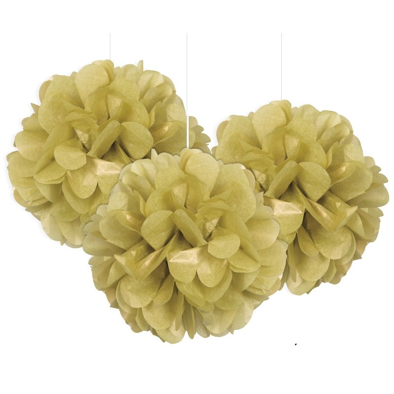 Fluffy pompom gold 23cm