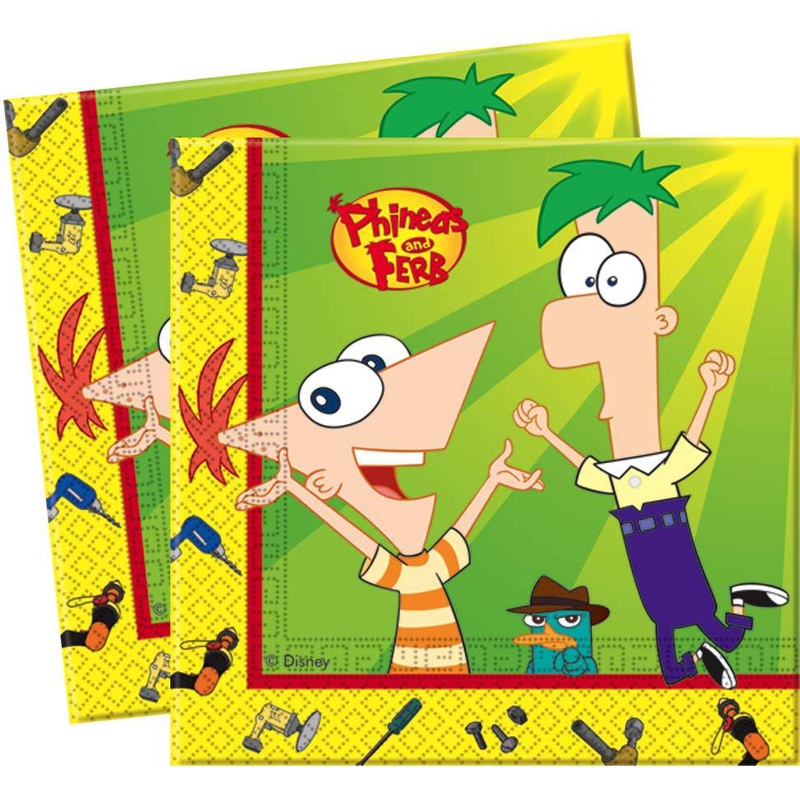 Phineas and Ferb party alarm napkins 33x33cm