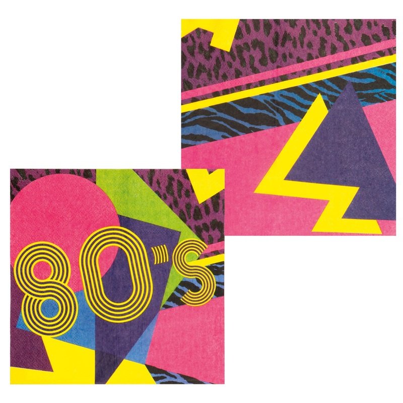 12 colorful 80s napkins 33 x 33cm