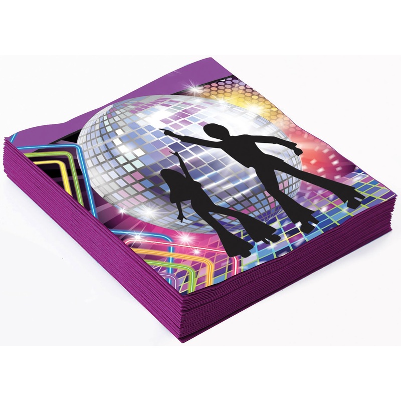 16 purple Disco Fever napkins 33 x 33cm