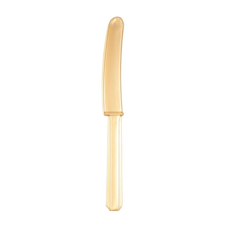 20 plastic knives in gold